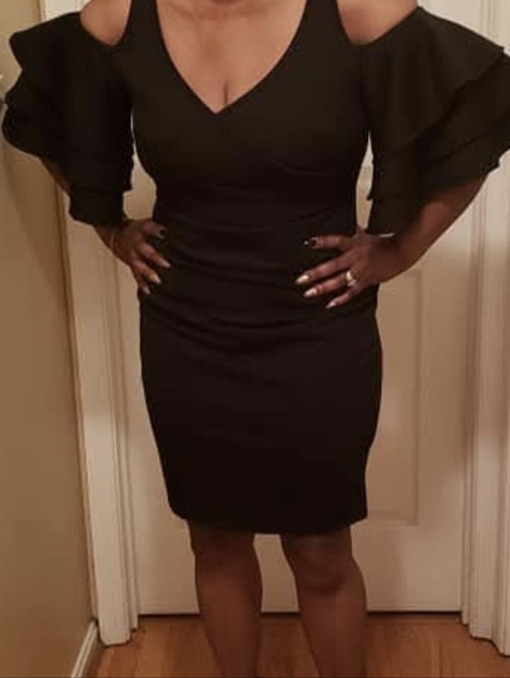 Fashion to Figure Black One-Shoulder Ruffle Sheath Dress